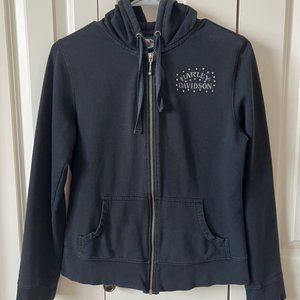 Small/Medium Harley Davidson Womens Zip Up Sweatshirt Willie G Skull Rhinestone
